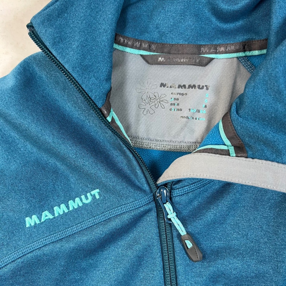 Mammut Womens Full Zip Fleece Jacket Teal Blue Thumbhole‎ Mid Layer Size Small - Picture 8 of 9